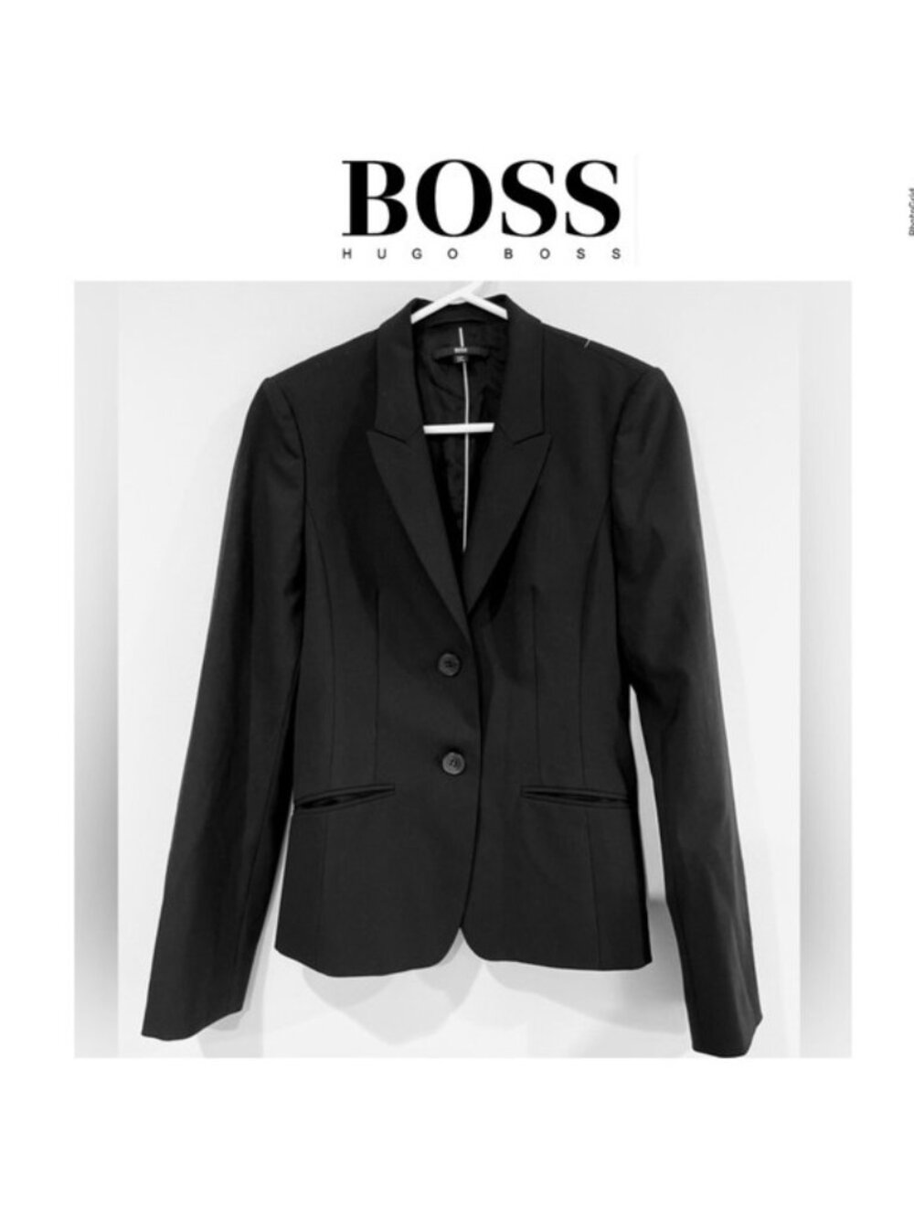 Hugo Boss Virgin Wool & Elastane Jannami Black Blazer size 2
